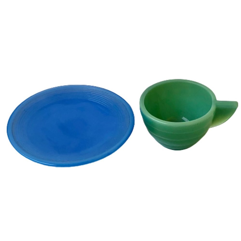 Vintage 50's Pottery Childs Toy Cup + Plate